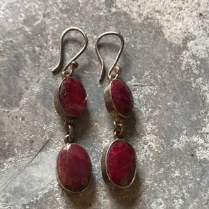925 Silver Fuchsia Stone Earrings